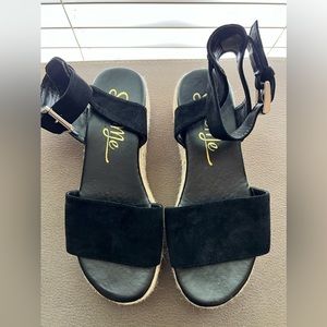 Open Toe Buckle Ankle Strap Espadrilles Flatform Casual Sandal